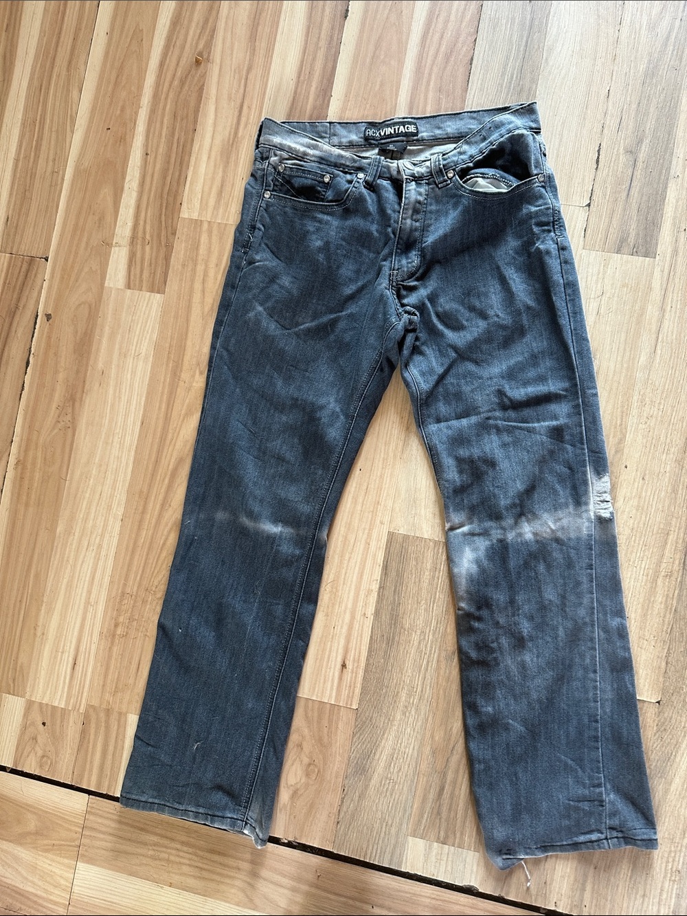 Vintage Men's Straight Jeans in Washed Black